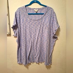 Blue and Pink Textured Cotton Tee